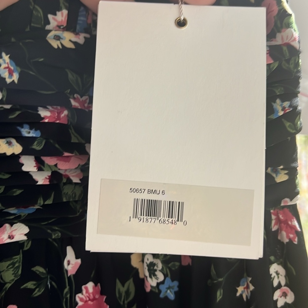 Mac Duggal 50657 NWT Floral Printed Bow Tie Detailed Ruched Waistband Dress - Picture 6 of 6